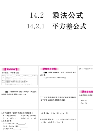 （安徽级数学上册 第14章 整式的乘法与因式分解 14.2 乘法公式 14.2.1 平方差公式习题课件 （新版）新人教版-（新版）新人教级上册数学课件