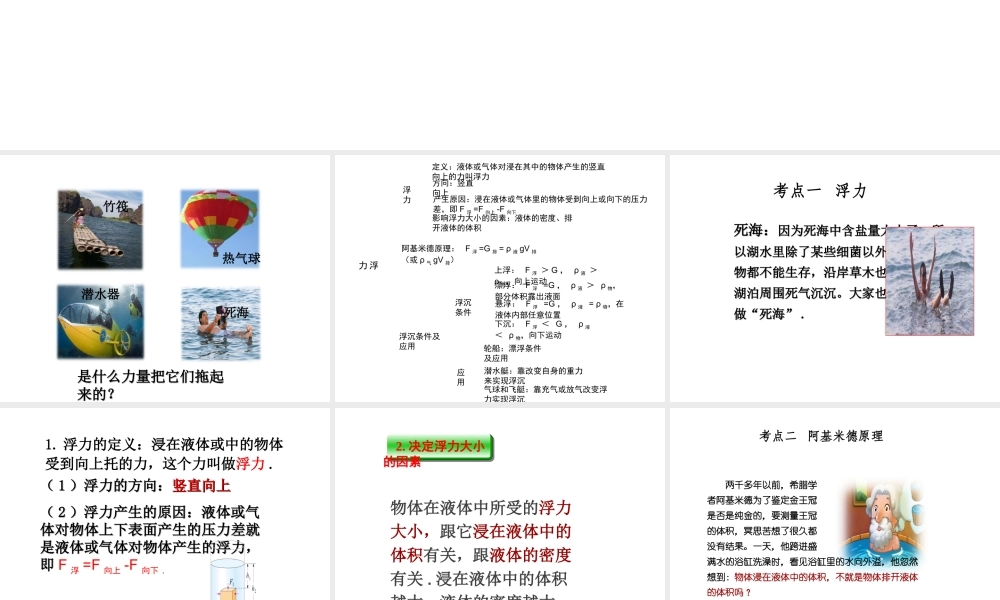 （安徽地区）中考物理复习 第八章 浮力课件-人教版初中九年级全册物理课件