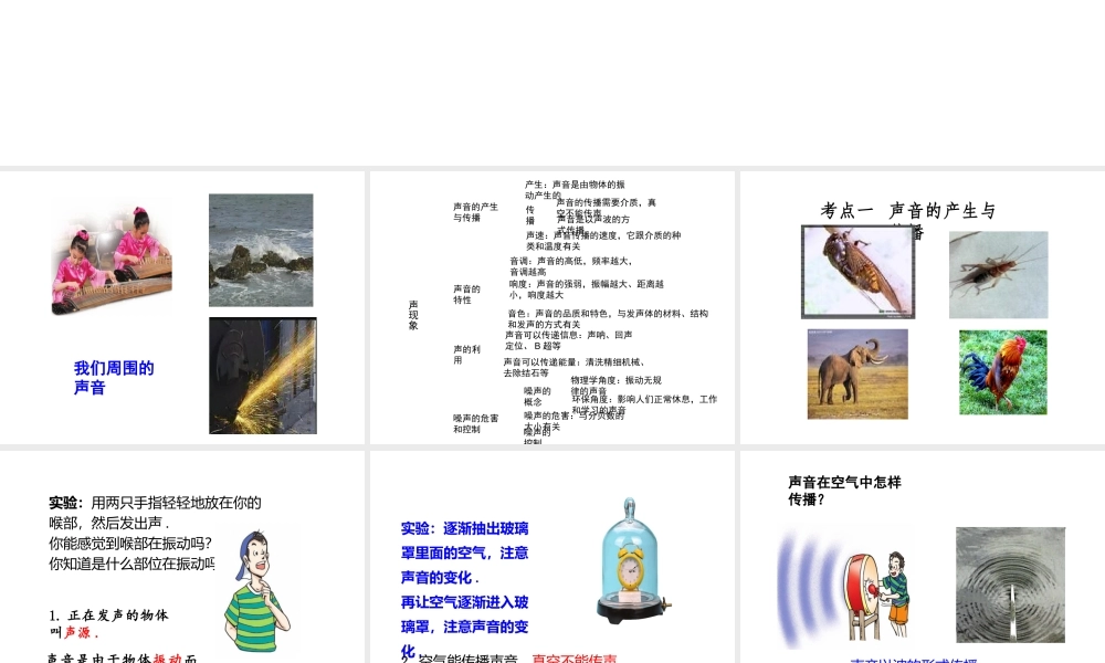 （安徽地区）中考物理复习 第二章 声现象课件-人教版初中九年级全册物理课件
