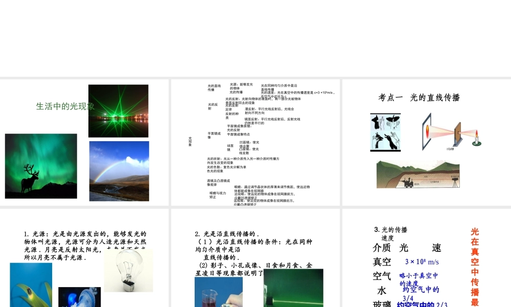 （安徽地区）中考物理复习 第三章 光现象课件-人教版初中九年级全册物理课件