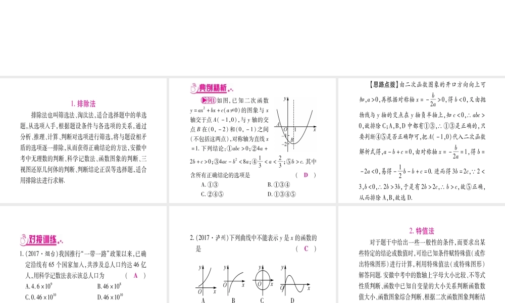 （安徽专版）中考数学总复习 第三轮 压轴题突破 重难点突破1 选择题解题技巧课件-人教级全册数学课件