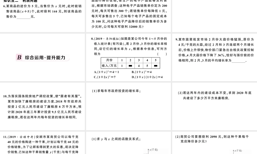 （安徽级数学上册 第21章 一元二次方程 21.3 实际问题与一元二次方程第2课时 平均变化率问题与一元二次方程课件 （新版）新人教版-（新版）新人教级上册数学课件