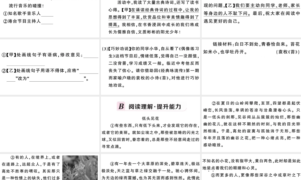 （安徽专用）九年级语文下册 第一单元 3 短诗五首习题课件 新人教版-新人教版初中九年级下册语文课件
