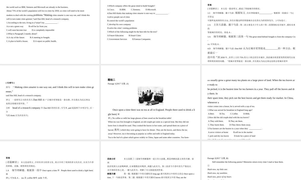 （安徽地区）中考英语复习 专题十三 选择型阅读（试卷部分）课件-人教版初中九年级全册英语课件