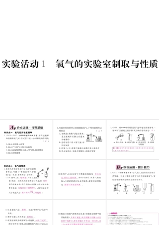 （安徽专用）秋九年级化学上册 2 我们周围的空气 实验活动1 氧气的实验室制取与性质练习课件 （新版）新人教版-（新版）新人教版初中九年级上册化学课件