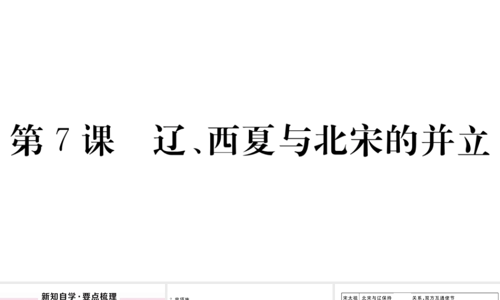 （安徽级历史下册 第二单元 辽宋夏金元时期：民族关系发展和社会变化 第7课 辽、西夏与北宋的并立习题课件 新人教版-新人教级下册历史课件