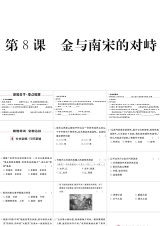 （安徽级历史下册 第二单元 辽宋夏金元时期：民族关系发展和社会变化 第8课 金与南宋的对峙习题课件 新人教版-新人教级下册历史课件