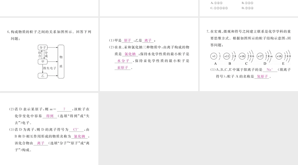 （安徽专用）秋九年级化学上册 3 物质构成的奥秘 3.2 第2课时 原子核外电子的排布 离子的形成练习课件 （新版）新人教版-（新版）新人教版初中九年级上册化学课件