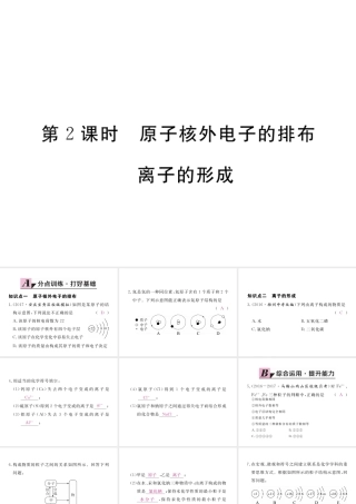 （安徽专用）秋九年级化学上册 3 物质构成的奥秘 3.2 第2课时 原子核外电子的排布 离子的形成练习课件 （新版）新人教版-（新版）新人教版初中九年级上册化学课件