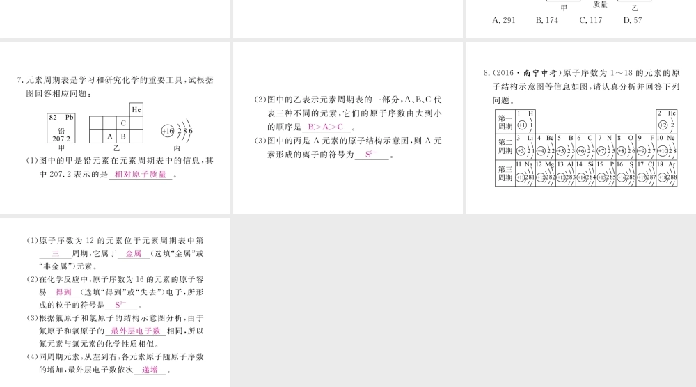 （安徽专用）秋九年级化学上册 3 物质构成的奥秘 3.3 第2课时 元素周期表练习课件 （新版）新人教版-（新版）新人教版初中九年级上册化学课件
