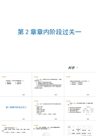 （小复习）2013-2014中考科学 七上 第2章 观察生物（章内阶段过关+综合过关检测针对训练+阶段综合测试一针对训练）课件 浙教版