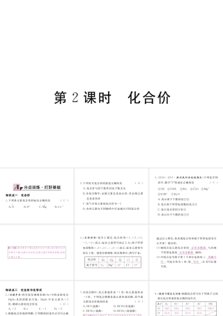 （安徽专用）秋九年级化学上册 4 自然界的水 4.4 第2课时 化合价练习课件 （新版）新人教版-（新版）新人教版初中九年级上册化学课件