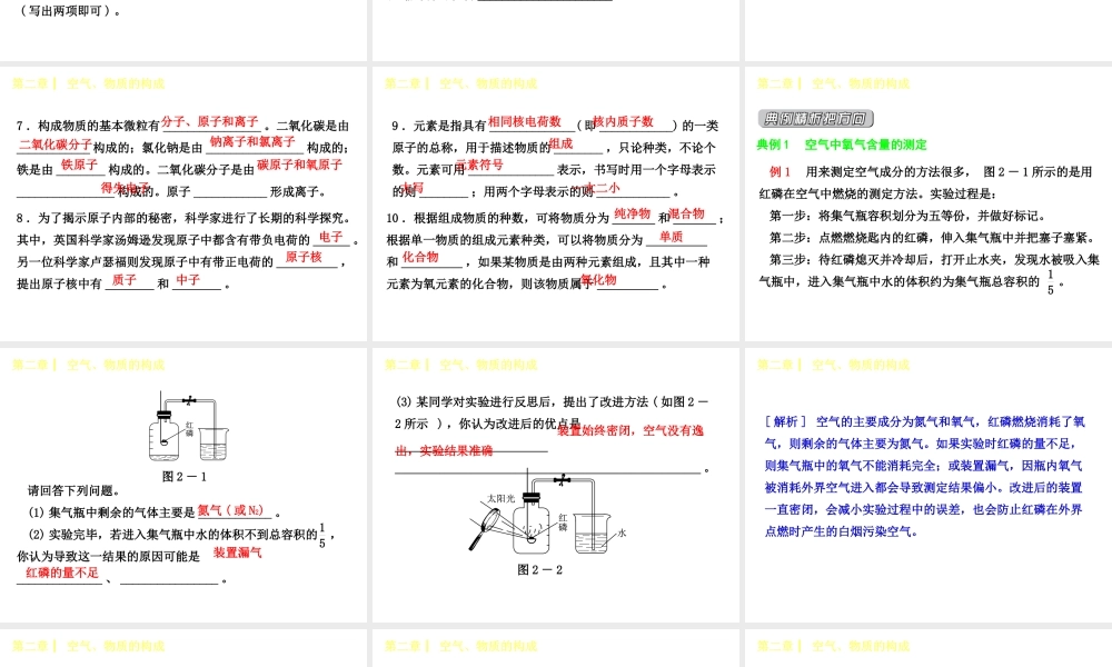 （小复习）2014-2015中考化学 九上 第二章 空气物质的构成课件 （新版）粤教版