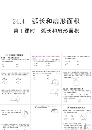 （安徽级数学上册 第24章 圆 24.4 弧长及扇形的面积第1课时 弧长和扇形面积课件 （新版）新人教版-（新版）新人教级上册数学课件
