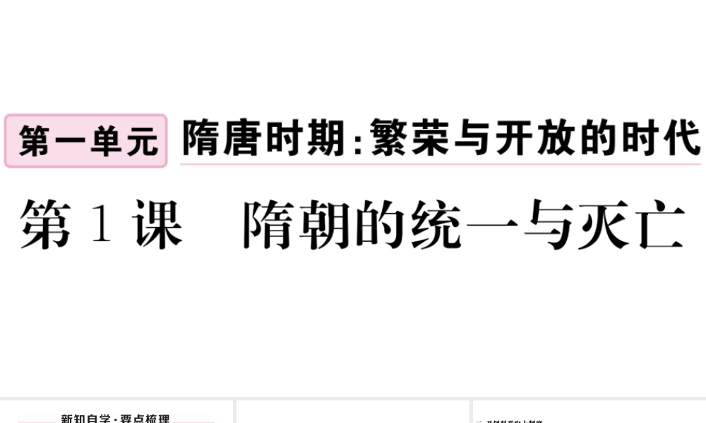 （安徽级历史下册 第一单元 隋唐时期：繁荣与开放的时代 第1课 隋朝的统一与灭亡习题课件 新人教版-新人教级下册历史课件