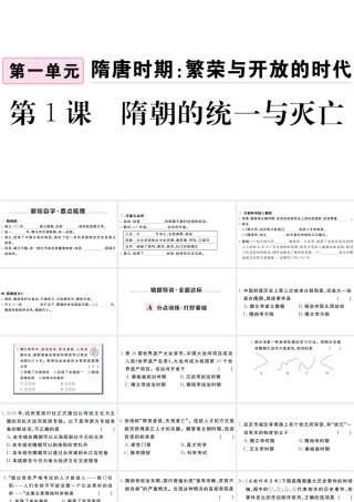 （安徽级历史下册 第一单元 隋唐时期：繁荣与开放的时代 第1课 隋朝的统一与灭亡习题课件 新人教版-新人教级下册历史课件