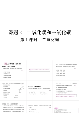 （安徽专用）秋九年级化学上册 6 碳和碳的氧化物 6.3 第1课时 二氧化碳练习课件 （新版）新人教版-（新版）新人教版初中九年级上册化学课件