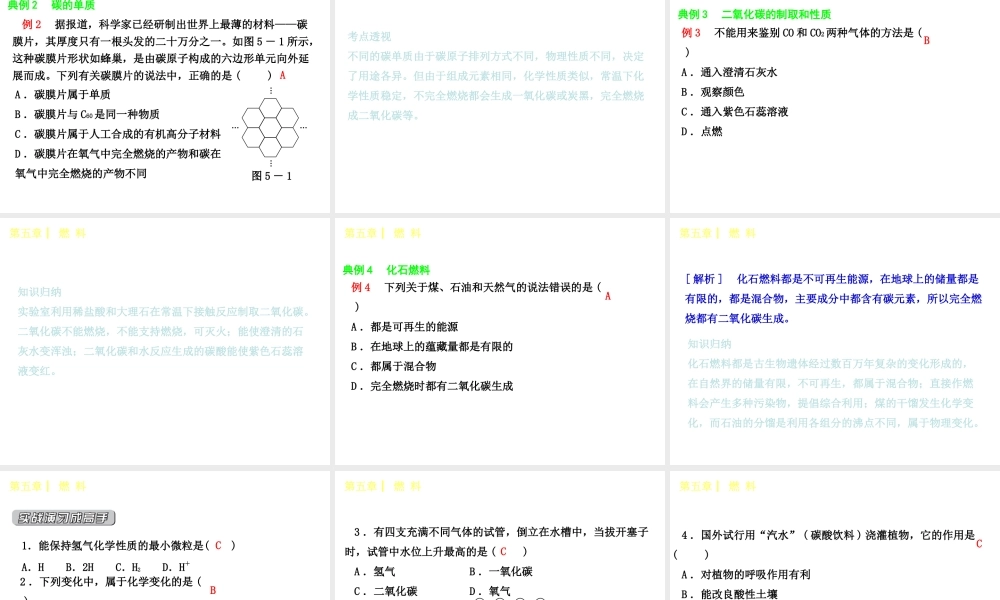 （小复习）2014-2015中考化学 九上 第五章 燃料科技那 （新版）粤教版