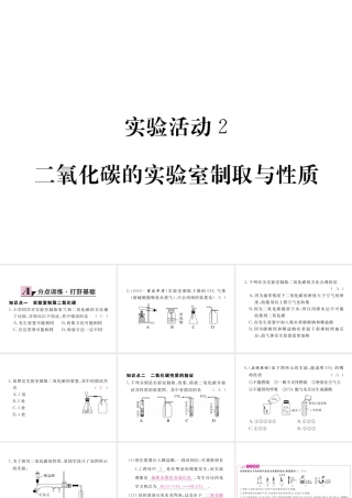 （安徽专用）秋九年级化学上册 6 碳和碳的氧化物 实验活动2 二氧化碳的实验室制取与性质练习课件 （新版）新人教版-（新版）新人教版初中九年级上册化学课件