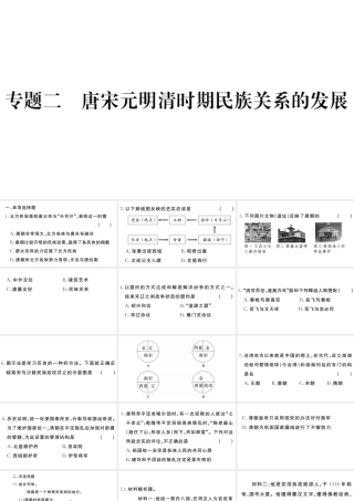 （安徽级历史下册 期末专题复习二 唐宋元明清时期民族关系的发展习题课件 新人教版-新人教级下册历史课件