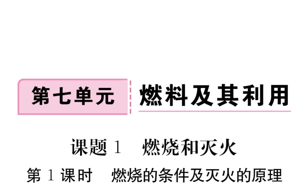 （安徽专用）秋九年级化学上册 7 燃料及其利用 7.1 第1课时 燃烧的条件及灭火的原理练习课件 （新版）新人教版-（新版）新人教版初中九年级上册化学课件