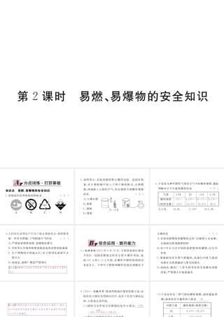 （安徽专用）秋九年级化学上册 7 燃料及其利用 7.1 第2课时 易燃、易爆物的安全知识练习课件 （新版）新人教版-（新版）新人教版初中九年级上册化学课件