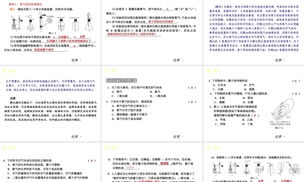 （小复习）2014届中考化学 第二单元《我们周围的空气》（知识框架+教材分析+典型精析+实战演练+针对训练）课件 （新版）新人教版