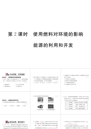 （安徽专用）秋九年级化学上册 7 燃料及其利用 7.2 第2课时 使用燃料对环境的影响 能源的利用和开发练习课件 （新版）新人教版-（新版）新人教版初中九年级上册化学课件