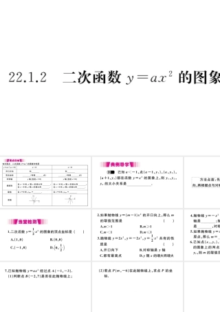 （安徽级数学上册 第二十二章 二次函数 22.1 二次函数的图象和性质 22.1.2 二次函数yax2的图象和性质习题课件 （新版）新人教版-（新版）新人教级上册数学课件