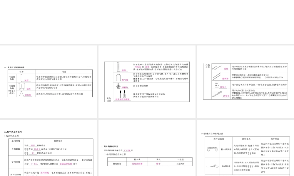 （安徽专用）秋九年级化学上册 第1单元 走进化学世界 课题3 走进化学实验室课件 （新版）新人教版-（新版）新人教版初中九年级上册化学课件