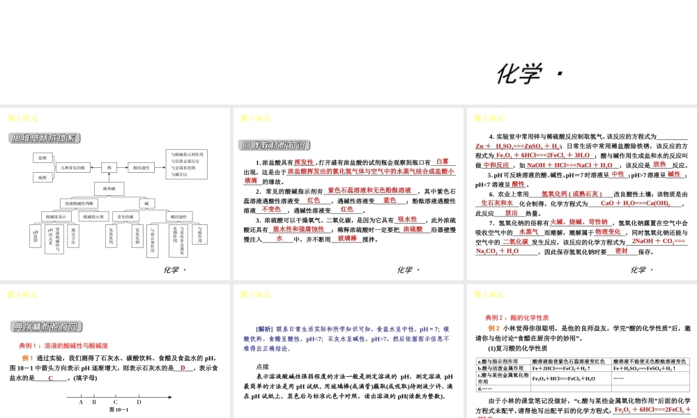 （小复习）2014届中考化学 第十单元《酸和碱》（知识框架+教材分析+典型精析+实战演练+针对训练）课件 （新版）新人教版