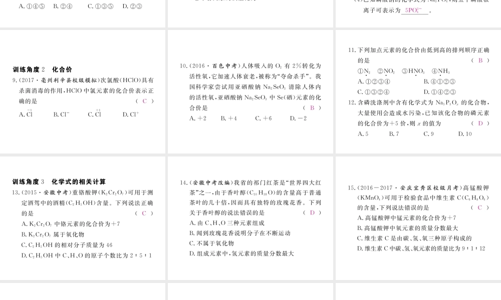 （安徽专用）秋九年级化学上册 专题训练（三）化学用语课件 （新版）新人教版-（新版）新人教版初中九年级上册化学课件