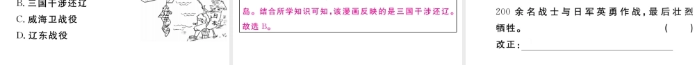 （安徽专级历史上册 第二单元 近代化的早期探索与民族危机的加剧 5 甲午中日战争与列强瓜分中国狂潮习题课件 新人教版-新人教级上册历史课件