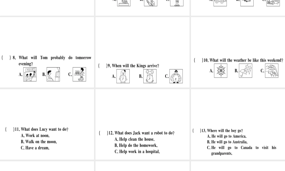 （安徽专版）秋八年级英语上册 Unit 7 Will people have robots仿真模拟卷课件 （新版）人教新目标版-（新版）人教新目标版初中八年级上册英语课件