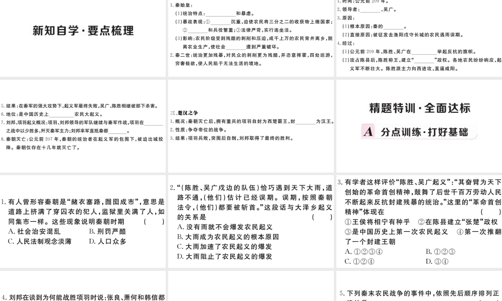 （安徽专级历史上册 第三单元 秦汉时期：统一多民族国家的建立和巩固10 秦末农民大起义习题课件 新人教版-新人教级上册历史课件