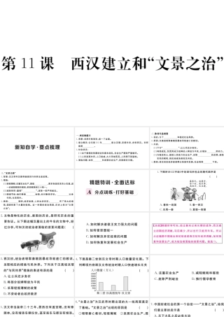 （安徽专级历史上册 第三单元 秦汉时期：统一多民族国家的建立和巩固11 西汉建立和文景之治习题课件 新人教版-新人教级上册历史课件