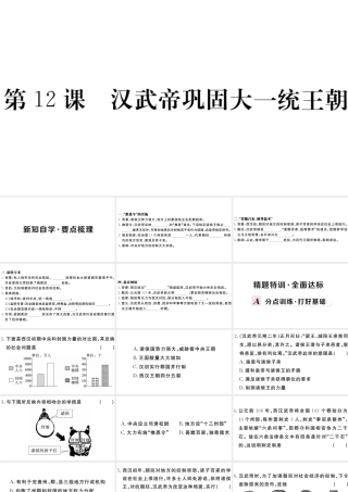 （安徽专级历史上册 第三单元 秦汉时期：统一多民族国家的建立和巩固12 汉武帝巩固大一统王朝习题课件 新人教版-新人教级上册历史课件