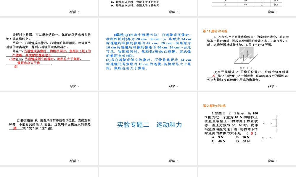 （小复习）2014届中考科学 七下 实验专题复习课件 浙教版