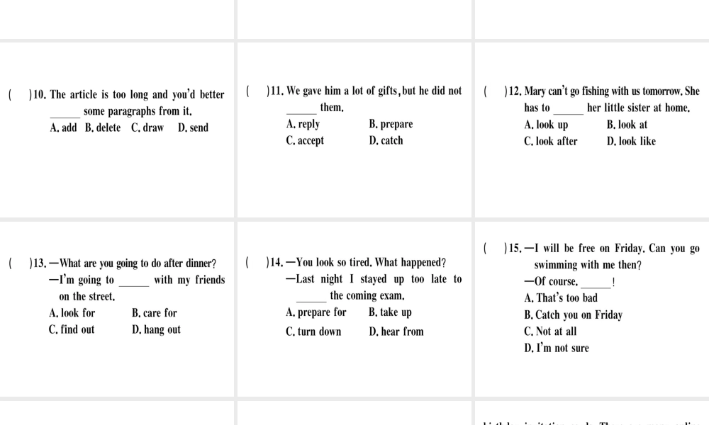 （安徽专版）秋八年级英语上册 Unit 9 Can you come to my party Self Check课件 （新版）人教新目标版-（新版）人教新目标版初中八年级上册英语课件