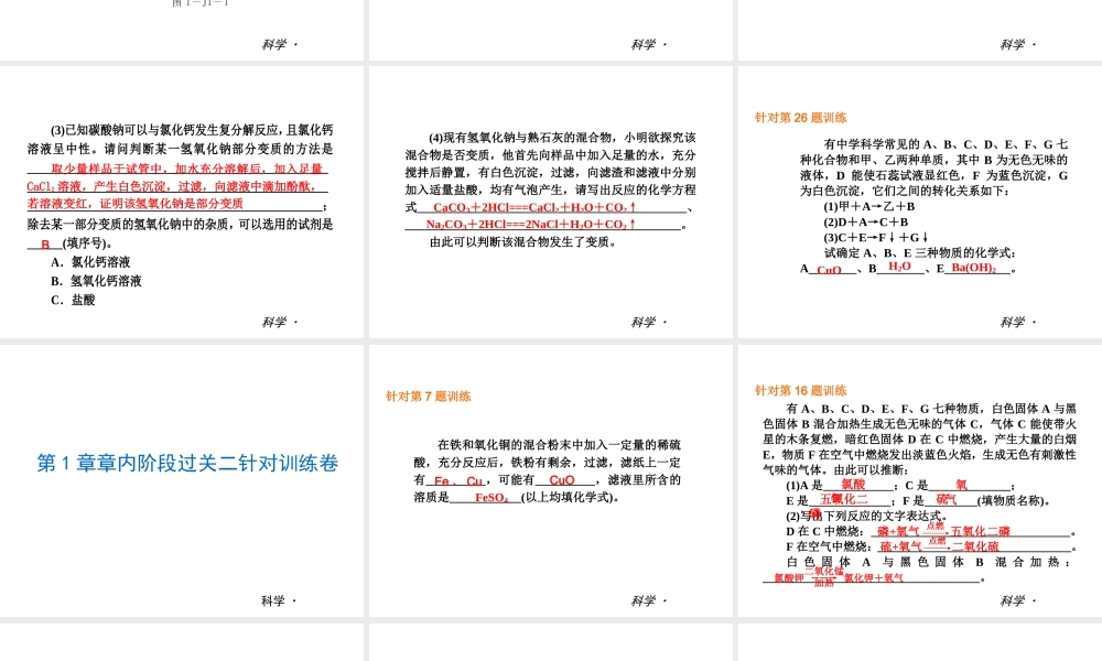 （小复习）2015届中考科学 九年级课件 浙教版