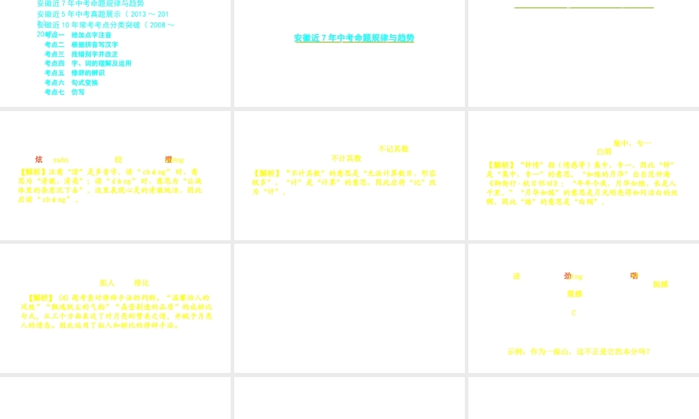 （安徽专用）中考语文 专题复习二 语段综合课件-人教版初中九年级全册语文课件