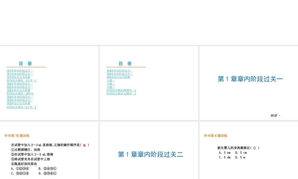 （小复习）2015届中考科学 七上课件 浙教版