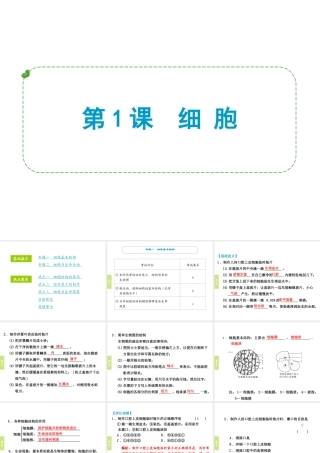 （小复习）浙江省2014年中考科学专题复习 第1课 细胞课件