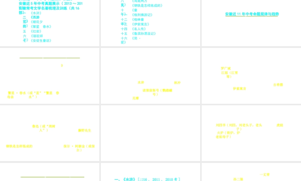 （安徽专用）中考语文 专题复习三 名著阅读课件-人教版初中九年级全册语文课件