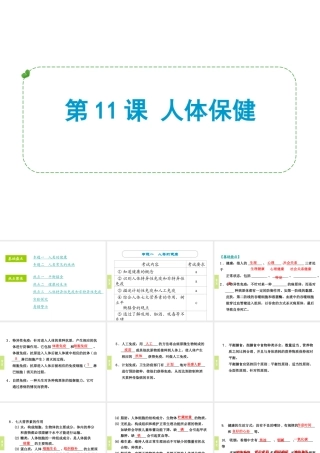 （小复习）浙江省2014年中考科学专题复习 第11课 人体保健课件