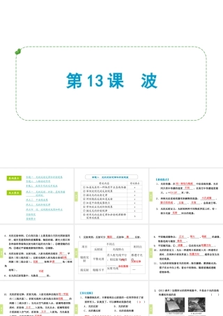 （小复习）浙江省2014年中考科学专题复习 第13课 波课件