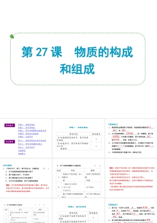 （小复习）浙江省2014年中考科学专题复习 第27课 物质的构成和组成课件