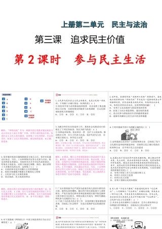 （安徽专版）秋九年级道德与法治上册 第二单元 民主与法治 3.2 参与民主生活作业课件 新人教版-新人教版初中九年级上册政治课件