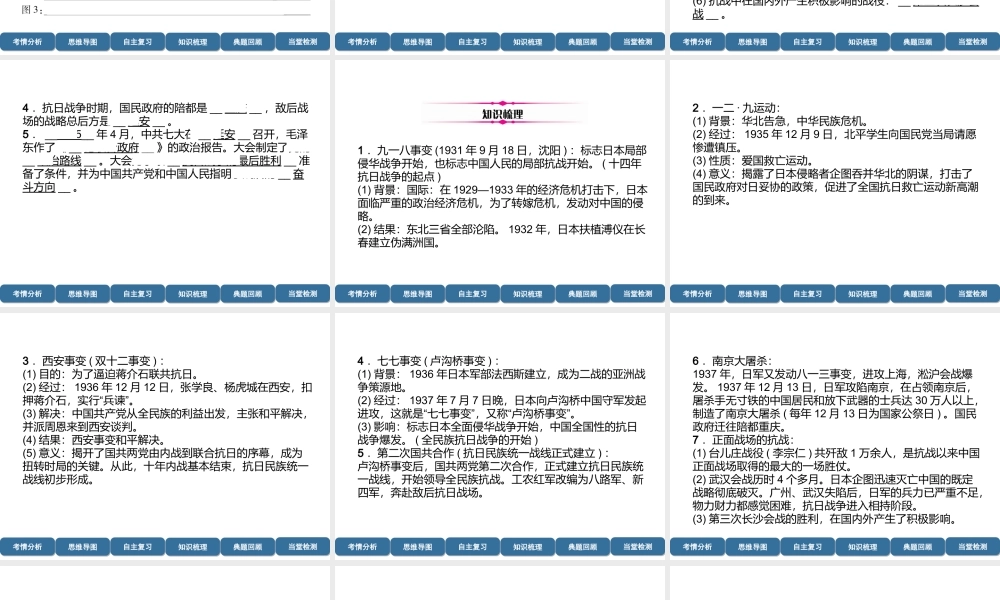 （宜宾专版）中考历史总复习 第1编 教材考点速查 第2部分 中国近现代史 第4讲 中华民族的抗日斗争课件-人教版初中九年级全册历史课件
