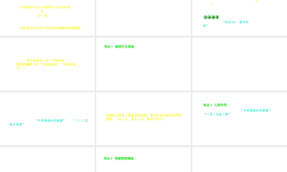 （安徽专用）中考语文 专题复习一 记叙文阅读（含散文、小说）课件-人教版初中九年级全册语文课件